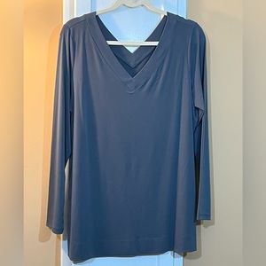 Susan Graver Liquid Knit Tunic V-Neck Front and Back